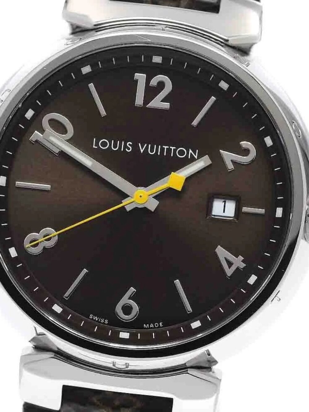 LOUIS VUITTON Tambour Q1111 Date Brown Dial Quartz Men's Watch_957128